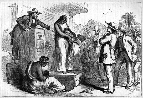 An imagined picture of a slave auction used as propaganda before the 