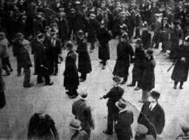 Bristol Guardian & Gazette. 27th February 1932. “Bristol police preparing for the baton charge during the disturbance on Old Market, Bristol. Some of the officers already ahve their batons drawn.”