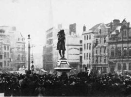 Edward Colston's statue being unveiled on 13th November 1895.