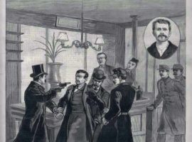 The arrest of Ravachol, the French anarchist, on 30th March 1892 from the front page of Le Progrès 10th April 1892.
