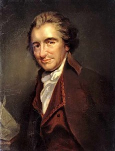 An oil painting of Thomas Paine by Auguste Millière (1880), after an engraving by William Sharp, after a portrait by George Romney (1792)