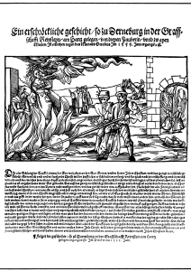 Broadside newsletter about the public burning of three witches Derneburg October 1555.