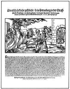 Broadside newsletter about the public burning of three witches Derneburg October 1555.