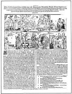 Newsletter about the infernal deeds and the execution of the witch Anna Eberlehrin. Printed by Elias Wellhöffe, "Briefmaler" at Ausburg, 1669.