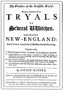 Title page from from another edition of Cotton Mather's witch-hunt pamphlet, re-printed from the Boston edition for John Dutton. London, 1693.
