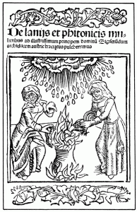 Witches brewing up a hailstorm. (title page)