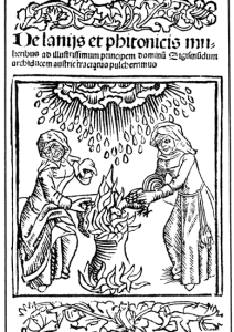 Witches brewing up a hailstorm. (title page)