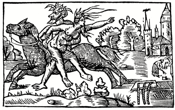 The Devil carrying a witch off to hell.