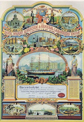 Dock, Wharf, Riverside and General Labourers Union membership certificate, 1910 .