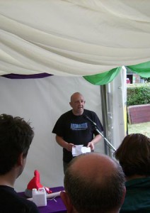 Roger in a tent.