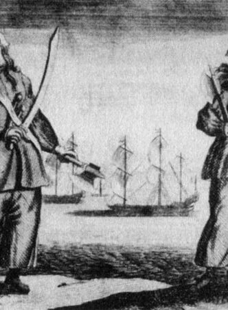 Anne Bonny & Mary Read; from Captain Charles Johnson's A General History of the Robberies and Murders of the Most Notorious Pyrates, 1724.