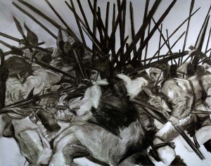 Pike War. 2008. Oil stick on canvas.