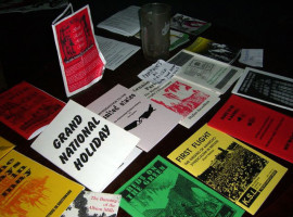 Pamphlets on the book stall.