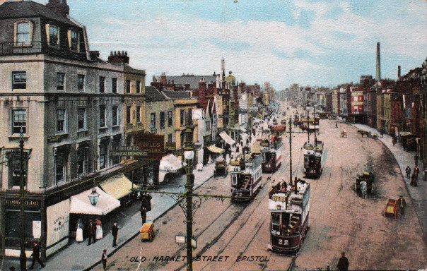 Old Market in a postcard postmarked 1909