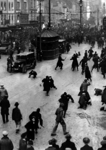 Police baton charge unemployed workers march on Old Market Street, February 23rd 1932.