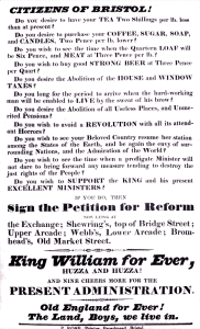 A poster calling for people to sign a petition for reform. Courtesy of Bristol Central Reference Library refandinfo@bristol.gov.uk