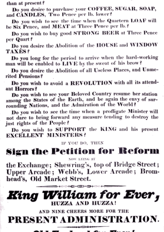 A poster calling for people to sign a petition for reform. Courtesy of Bristol Central Reference Library refinfo@bristol.gov.uk