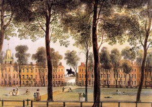 Queen Square Bristol from North West Corner, 1827, T. L. Rowbotham