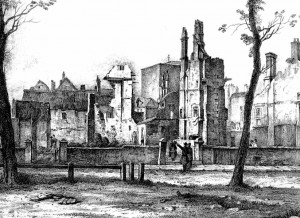 West side of Queen Square Bristol the morning after the Dreadful Conflagration, 1831, J. B. Pyne