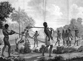 Slaves being moved to the coast of Africa destined for St. Domingue, 1786.