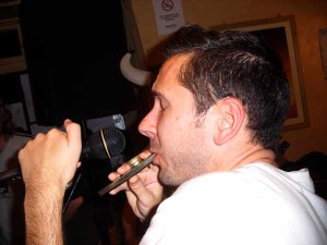 Quiffey blows his kazoo at The Seven Stars.