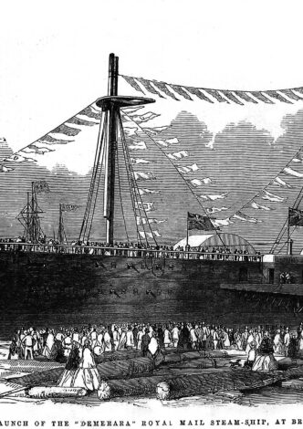 The launch of the Demerara Royal Mail steam-ship