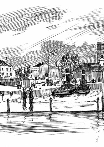 Steam tugs in "Upper end Cumberland Basin"