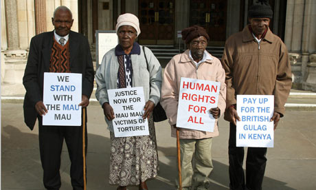The four Kenyans at the high court who have been given the go-ahead to sue the British government over alleged atrocities committed during the Mau Mau uprising. 