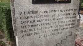 In this headstone, made out of granite from the camp’s quarry, a funeral urn which contained ashes collected in the crematory oven of Flossenburg, liberated by the 3rd American Army on the 23rd April 1945, was placed.