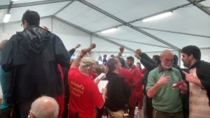 Red Notes Choir from Bristol celebrate Corbyn’s win the Labour Leadership race