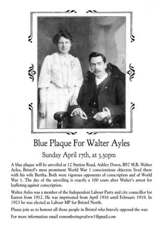 Walter Ayles Blue Plaque Invite
