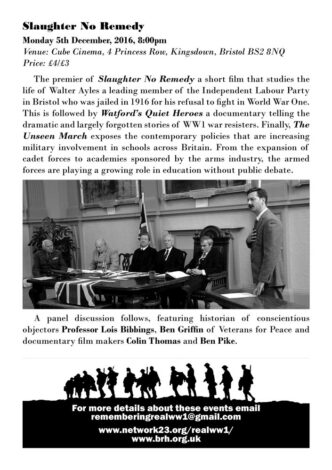 Resisting the War Programme Back Cover