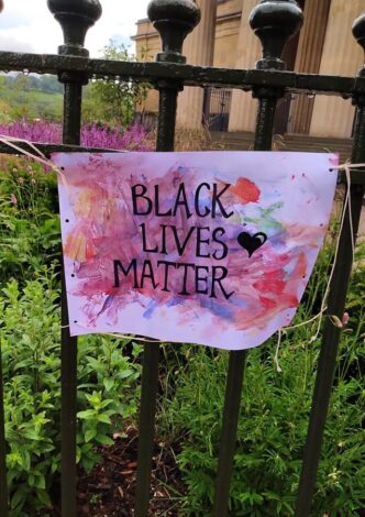 Black Lives Matter banner displayed in Brecon