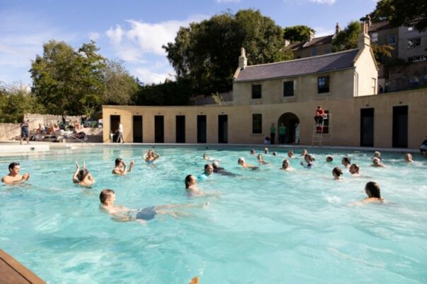 People swimming in the Cleveland Pools, Bath